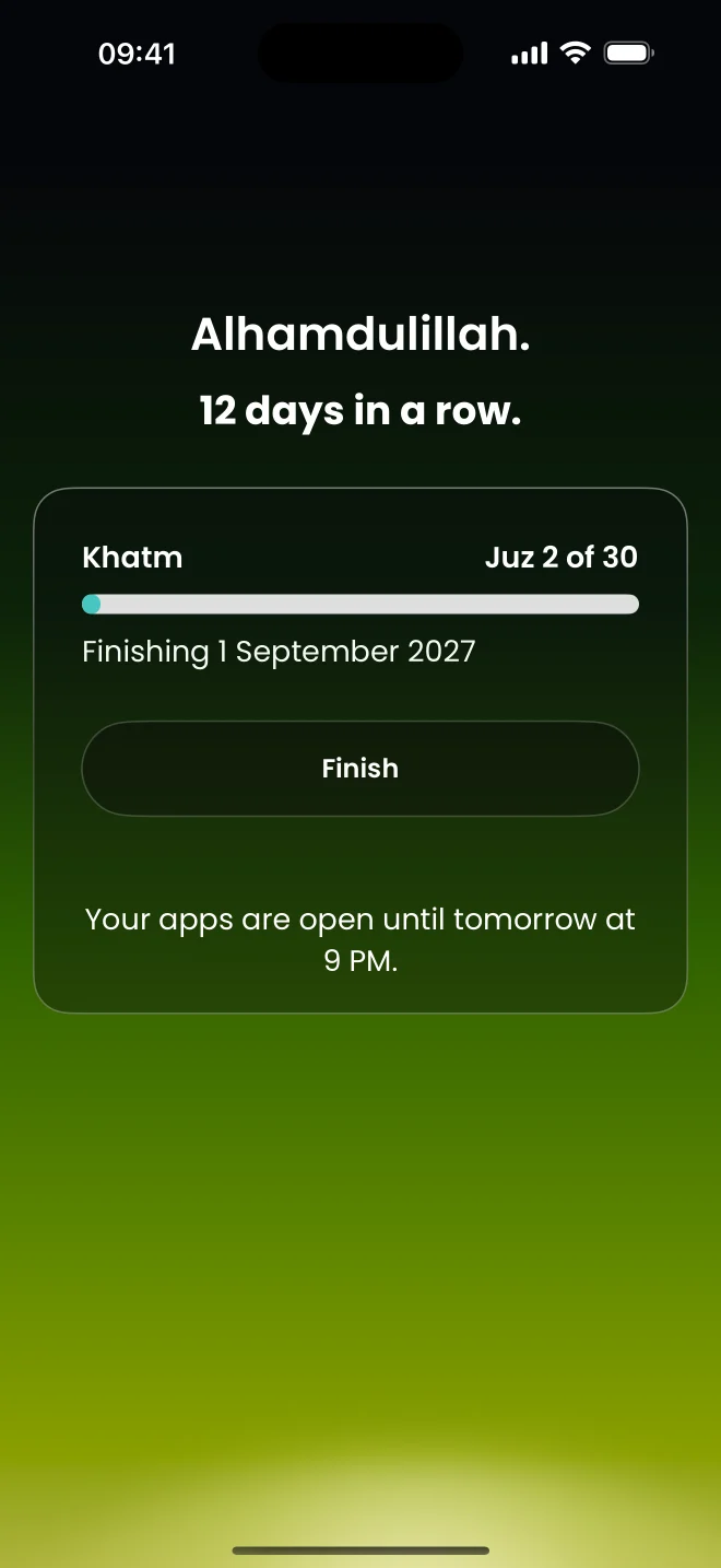Session complete: 12 days in a row, and apps open until tomorrow at 9 PM